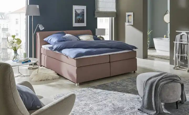 Boxspringbett LUMO 180x200 cm Mauve - Einrichtungsbeispiel