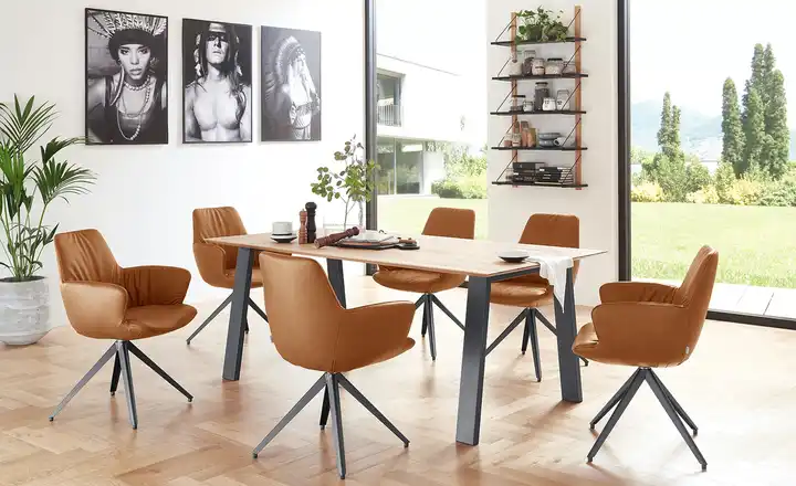 Armlehnstuhl Maple in Cognacbraun