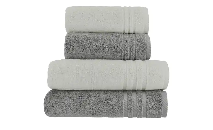 Handtuch-Set Anthrazit-Hellgrau, 4-teilig Soft Cotton