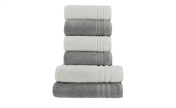 Handtuch-Set Anthrazit-Hellgrau, 6-teilig Soft Cotton