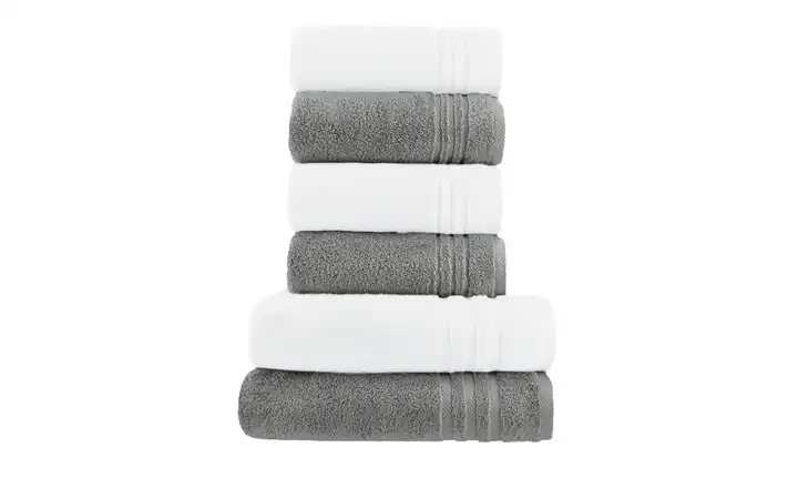 Handtuch-Set Weiß-Anthrazit, 6-teilig Soft Cotton