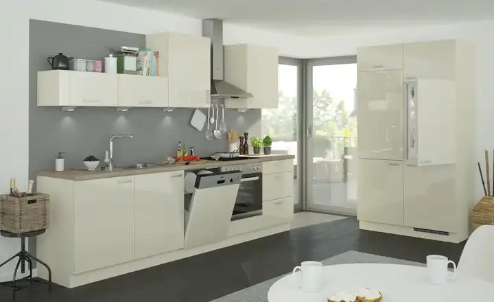 Küchenzeile Fürth in Creme – L-Form rechts