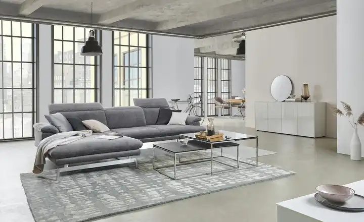 JOOP! Ecksofa Studio Velours in Steingrau
