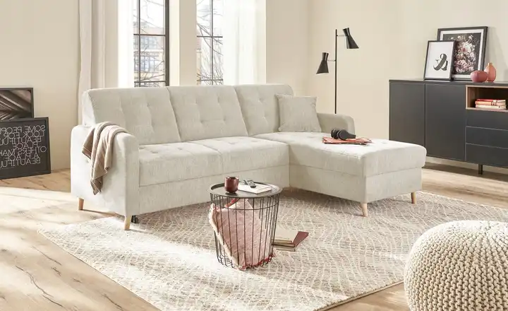 Beiges Ecksofa mit Schlaffunktion – Venus