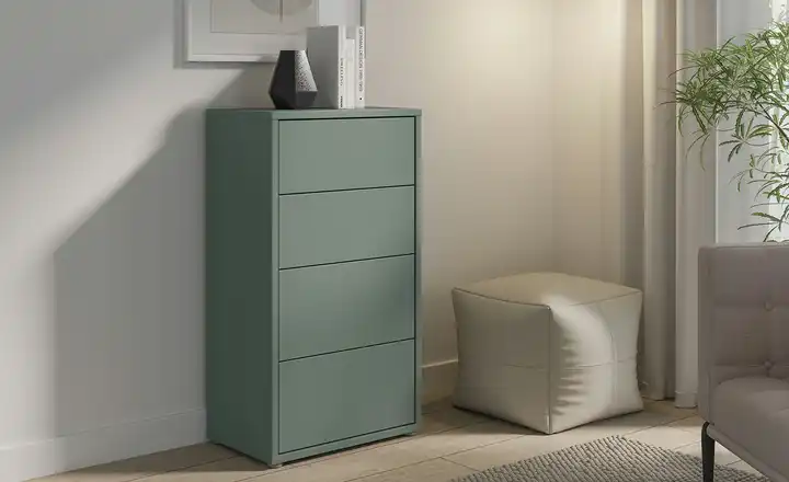 Salbeigrüne Kommode Bolognano – 4 Schübe