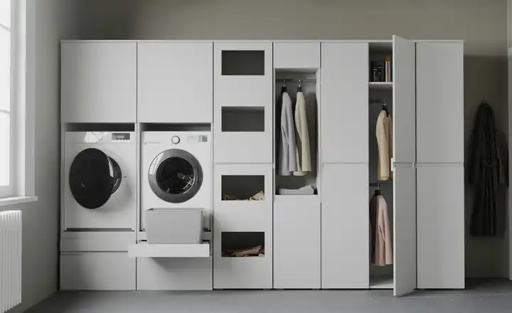 Mehrzweckschranksystem mit Waschmaschine und Trockner
