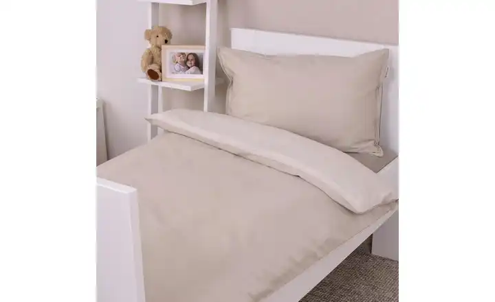 TOM TAILOR Bettwäsche Two-Tone Solid Colors Sunny Sand, 80x80 cm + 155x220 cm, 100% Baumwolle/Satin, mit Doppelnaht am Kissen, Wendemotiv und farbigem Markenreißverschluss