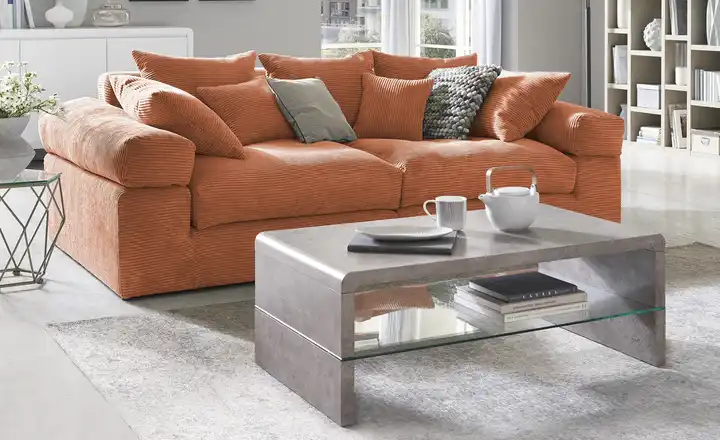 Couch Rostrot Lionore Big Sofa | Cordstoff | Farbe Rostrot