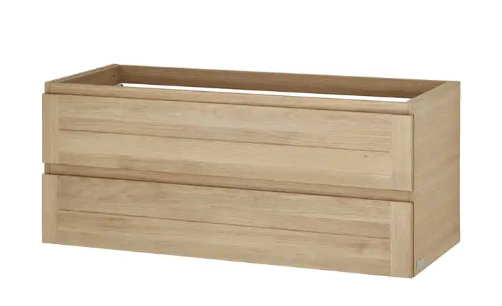 Wohnwert Waschtischunterschrank Capri Eiche, Weiß 2 Siphon-Ausschnitte 