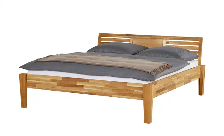 Timber Massivholz-Bettgestell Timber Wildeiche, Eiche 140 cm Kopfteil: Ziersprossen seitlich eckig ohne