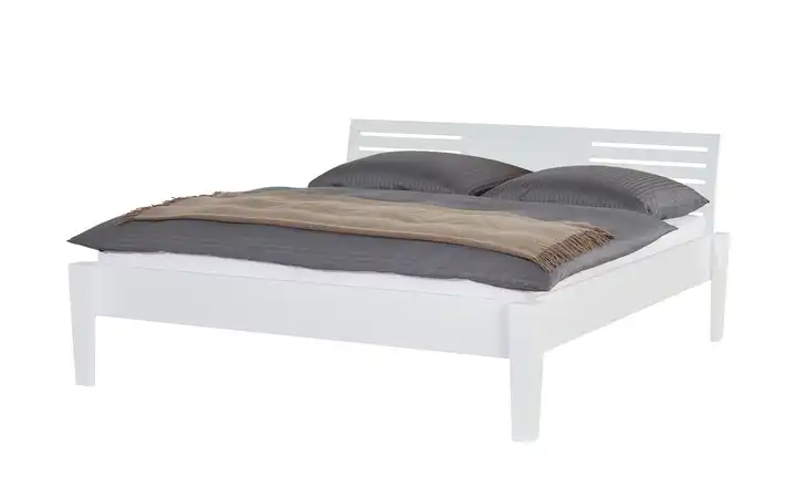 Timber Massivholz-Bettgestell Timber Weiß, Buche 140 cm Kopfteil: Ziersprossen seitlich eckig ohne