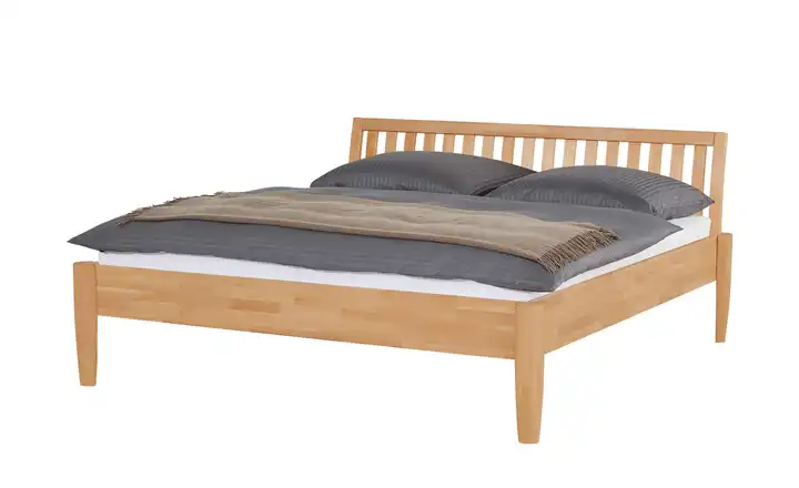 Timber Massivholz-Bettgestell Timber Buche 180 cm Kopfteil: Ziersprossen längs rund ohne
