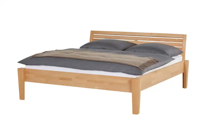 Timber Massivholz-Bettgestell Timber Buche 200 cm Kopfteil: Ziersprossen quer eckig ohne