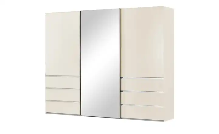 Schwebetürenschrank, 3-türig Mitta Champagner ohne Passepartoutrahmen 300 cm 217 cm