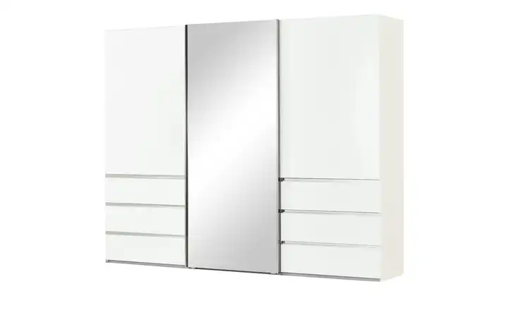 Schwebetürenschrank, 3-türig Mitta Weiß ohne Passepartoutrahmen 300 cm 217 cm