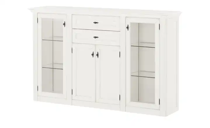maison bleue Highboard Petit Chalet mit Glastüren Weiß, antik