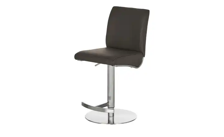 Barhocker Vittoria Braun Gestell rund Leder