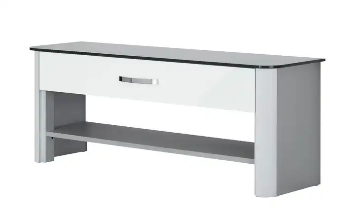 Garderobenbank Juno transparent, Weiß, Aluminiumgrau