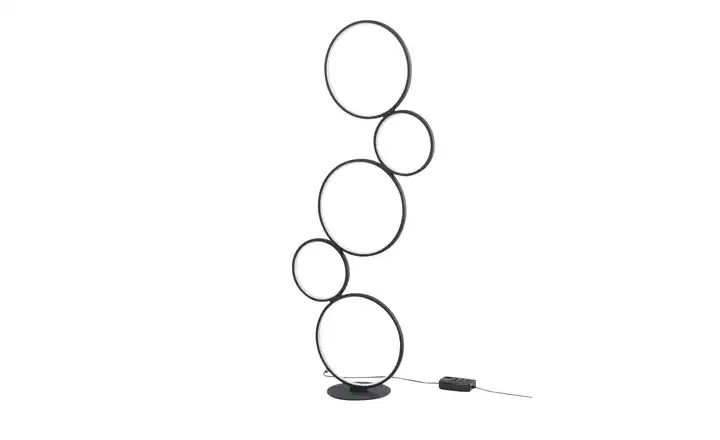 Trio LED-Stehleuchte, Schwarz, Kreise 