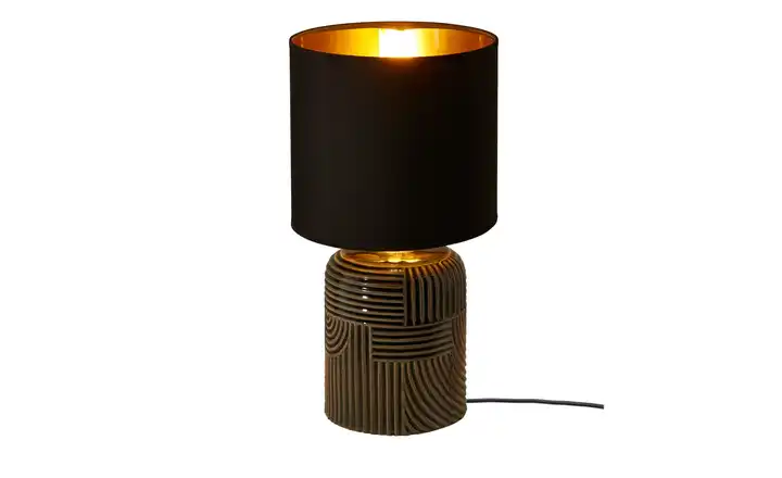 KHG Keramik-Tischleuchte, 1-flammig, schwarz ´Streifen´ 