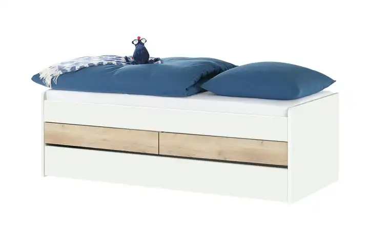 Duobett mit Stauraum Grow Up 90 cm Weiß, Eiche (Nachbildung)