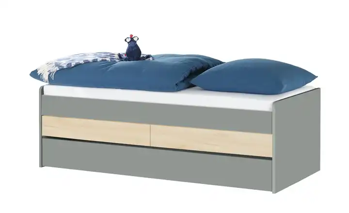 Duobett mit Stauraum Grow Up 90 cm Grau, Buche (Nachbildung)