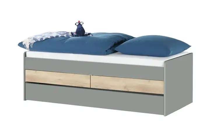 Duobett mit Stauraum Grow Up 90 cm Grau, Eiche (Nachbildung)