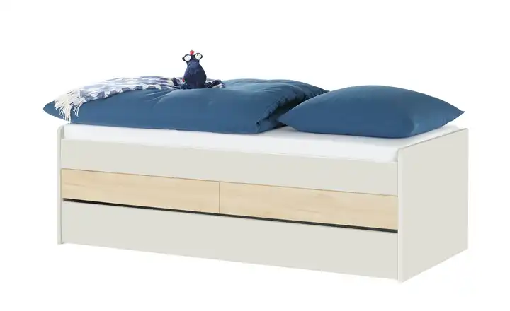 Duobett mit Stauraum Grow Up 90 cm Sand, Grau, Buche (Nachbildung), Greige