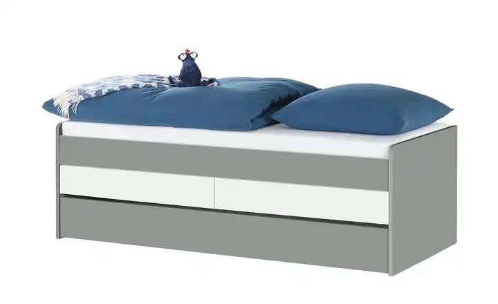 Duobett mit Stauraum Grow Up 90 cm Grau, Weiß