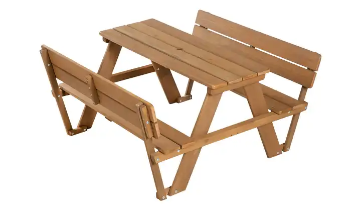 Roba Kindersitzgruppe Picknick for 4 mit Lehnen / mit Öffnung für Sonnenschirm Teak