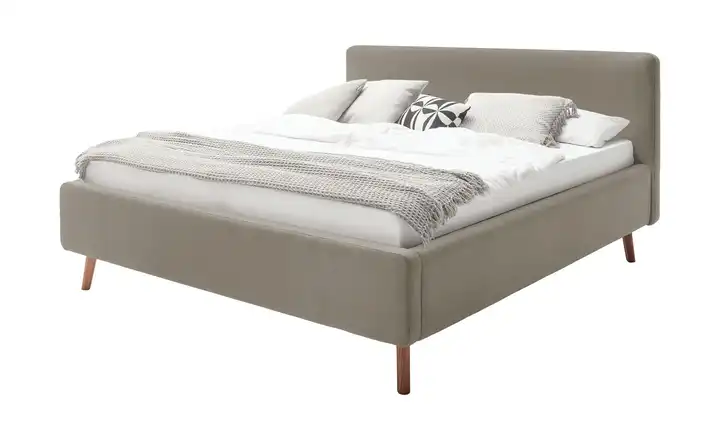 Polsterbettgestell 160x200 - taupe Mattis Taupe Webstoff fein 160 cm ohne Bettkasten