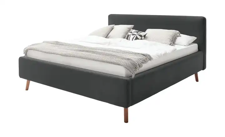 Polsterbettgestell Mattis Anthrazit Webstoff fein 160 cm ohne Bettkasten