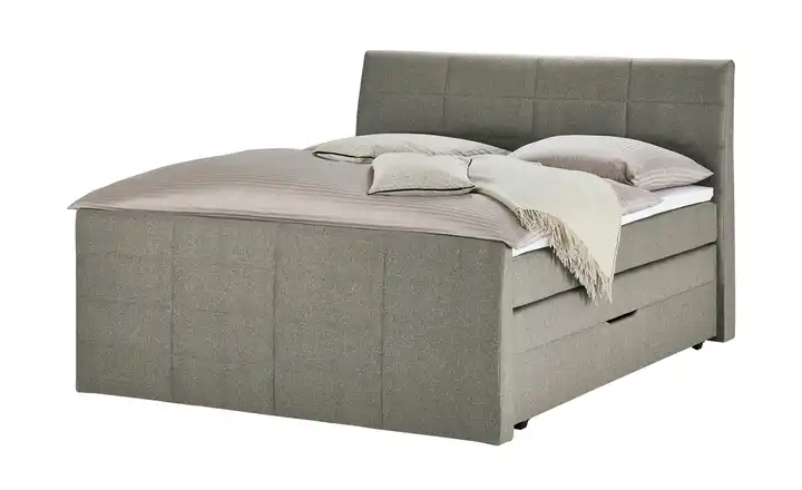 Boxspringbett mit Bettkasten und Topper Baron Beige H2 180 cm