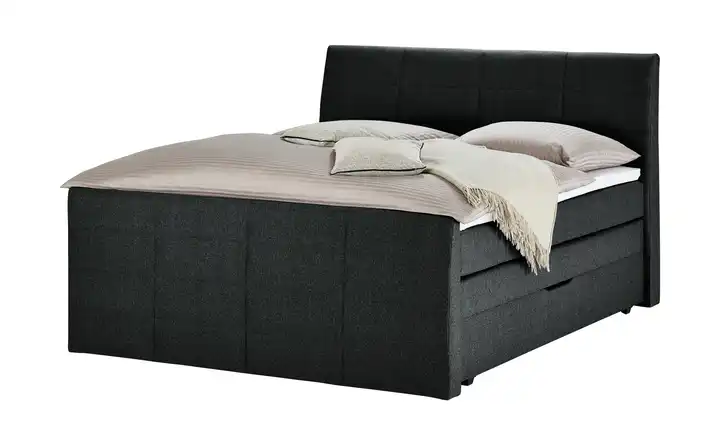 Boxspringbett mit Bettkasten und Topper Baron Schwarz H2 180 cm