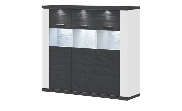 uno Highboard  Titan Weiß, Graphit Spot- und Nischenbeleuchtung
