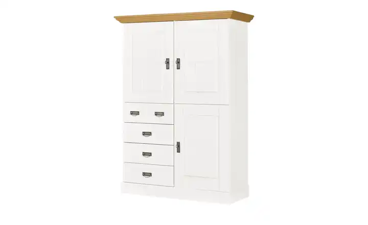 maison bleue Highboard Florian Weiß, Hellbraun Türen aus Holz