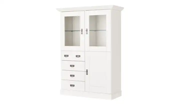 maison bleue Highboard Florian Weiß Türen mit Glaseinsatz