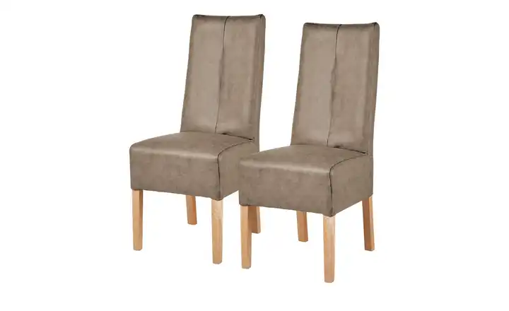 Polsterstuhl 2-er Set aus Eiche Marlon Taupe Eiche
