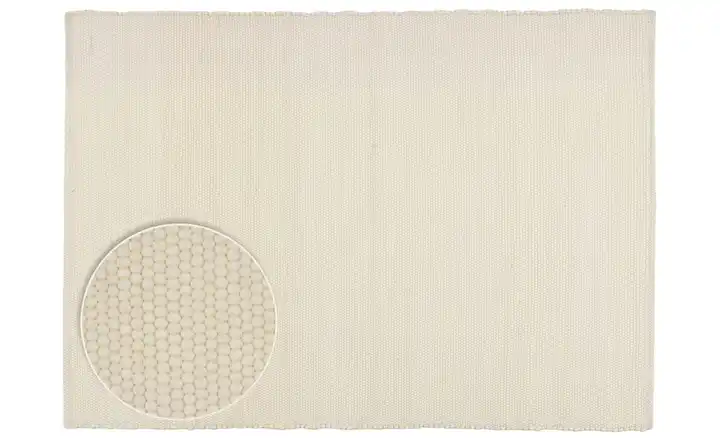 THEKO Handwebteppich Alpen Wollweiß 250 cm 190 cm 190x250 cm