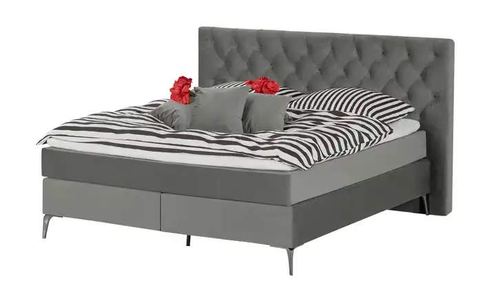 Wohnwert Boxspringbett Laesa Hellgrau 160 cm H3