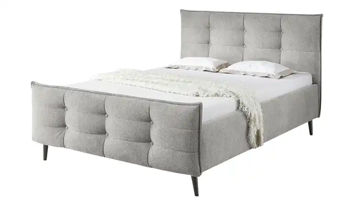 meinBett Polsterbettgestell Mariano B Hellgrau 180 cm