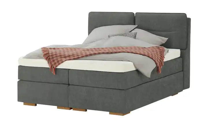 Wohnwert Boxspringbett mit Bettkasten Dormian Besta Dunkelgrau 180 cm H2 & H3