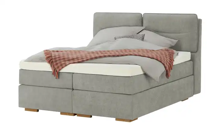 Wohnwert Boxspringbett mit Bettkasten Dormian Besta Hellgrau 180 cm H2 & H3