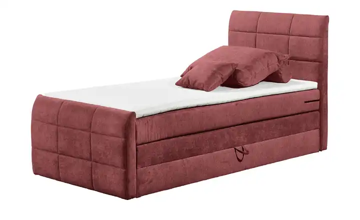uno Boxspringbett mit Bettkasten Kosmo Rot 100 cm
