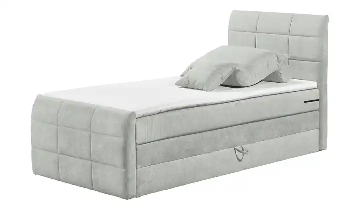 uno Boxspringbett mit Bettkasten Kosmo Hellgrau 100 cm
