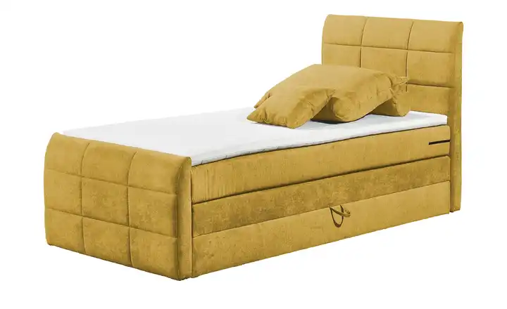 uno Boxspringbett mit Bettkasten Kosmo Senfgelb 100 cm