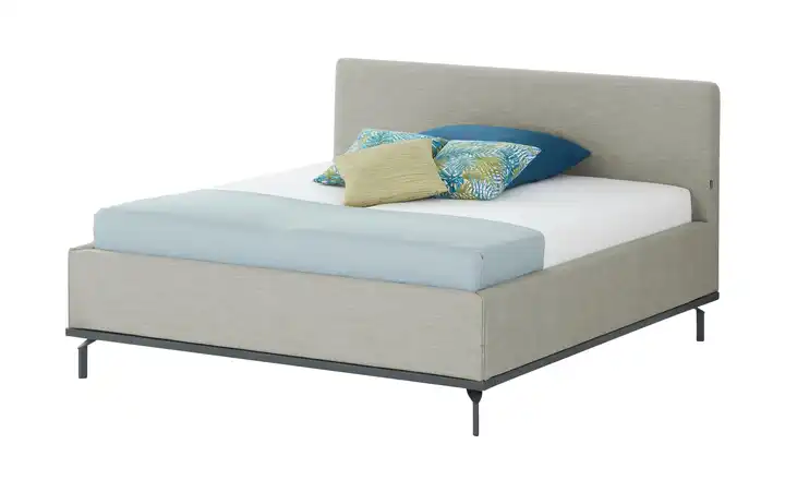 Musterring Polsterbett mit Bettkasten Delphi Variante D Hellgrau 160 cm mit Matratzen H3 & H3