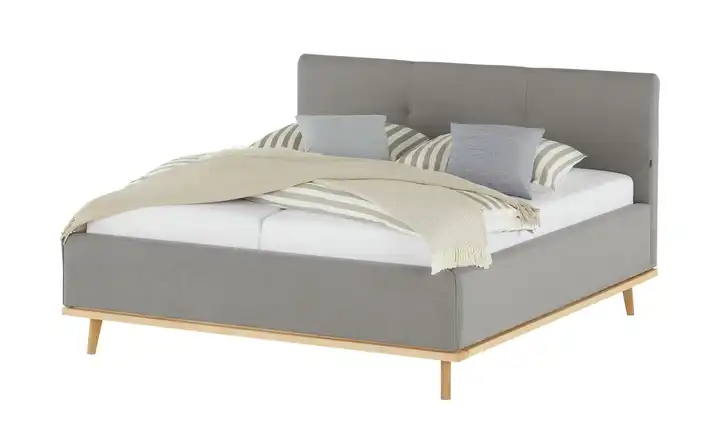 Musterring Polsterbett mit Bettkasten Delphi Variante A Grau 160 cm mit Matratzen H3 & H3