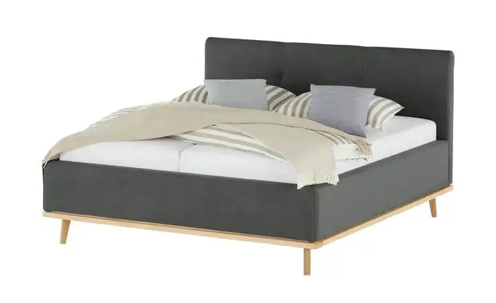Musterring Polsterbett mit Bettkasten Delphi Variante A Anthrazit 160 cm mit Matratzen H2 & H2