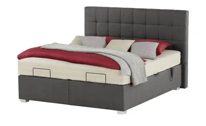 vanDoorn Motor-Boxspringbett mit Bettkasten Ohio Anthrazit 160 cm H2 & H3